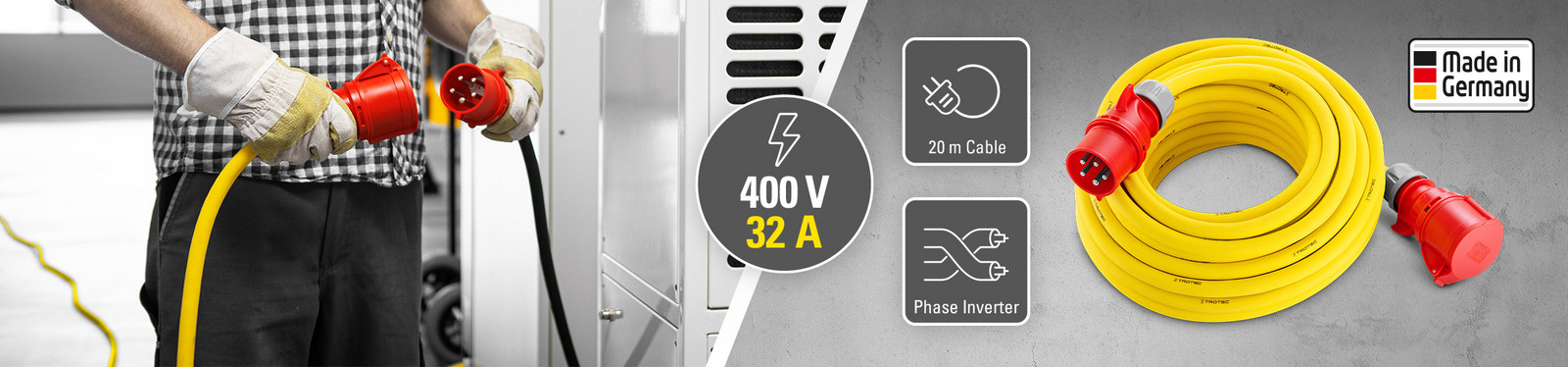 Επαγγελματικό καλώδιο επέκτασης 400 V (32 A) – Made in Germany