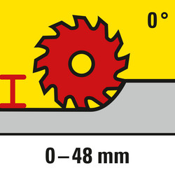 Ρυθμιζόμενο βάθος κοπής μέχρι 48 mm σε κάθετες κοπές